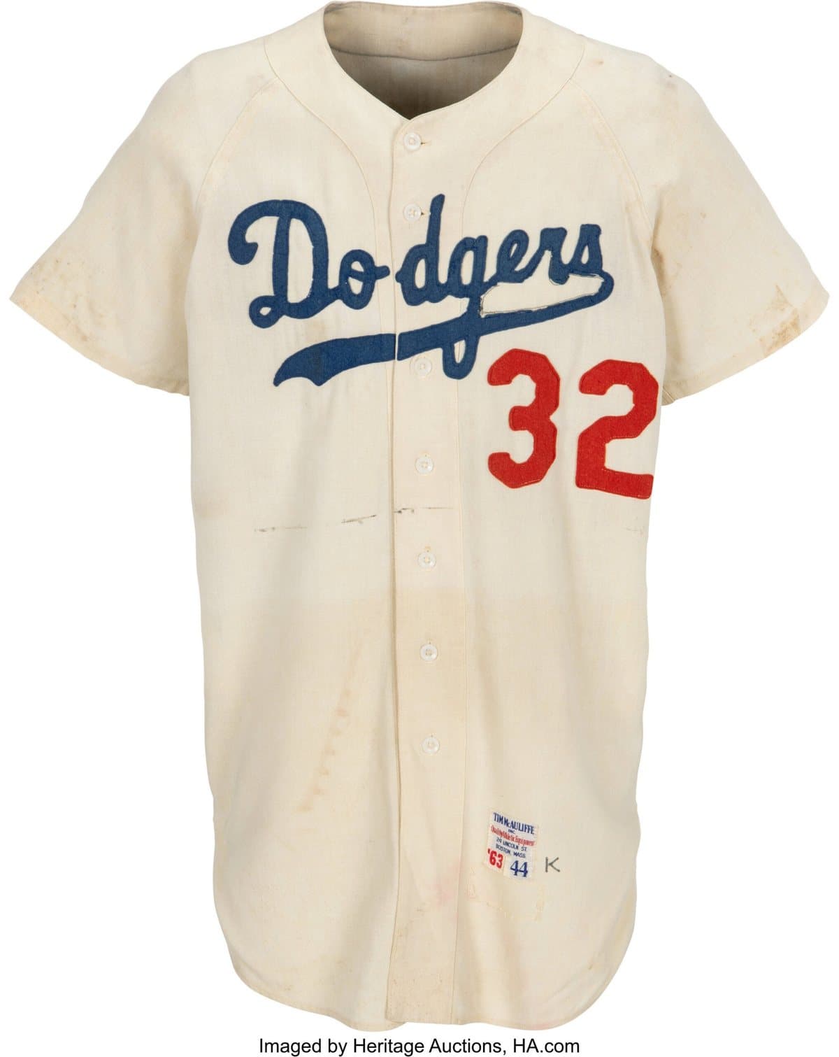 1963 Sandy Koufax Dodgers game-worn jersey