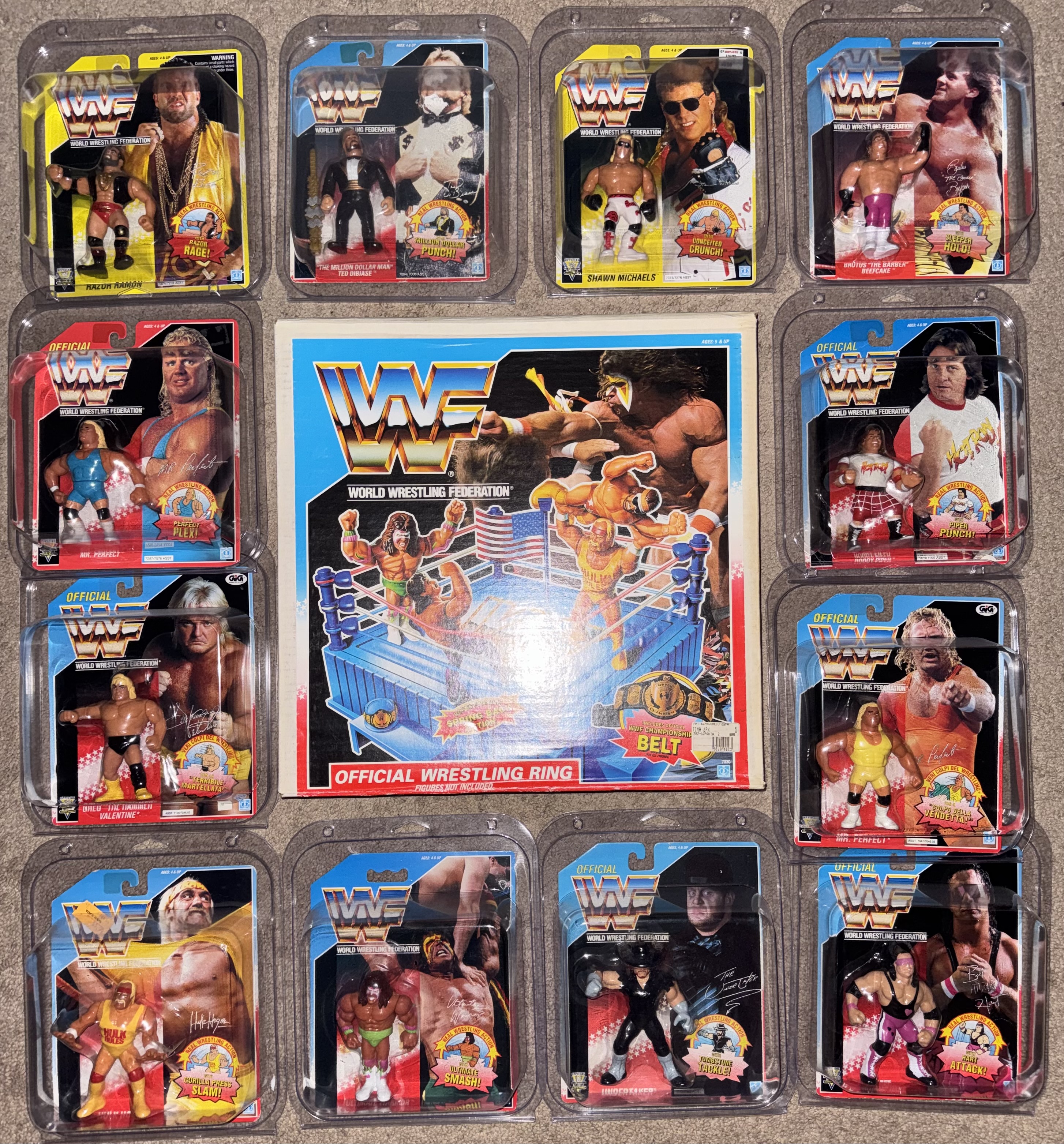 Hasbro WWF ring and figures.