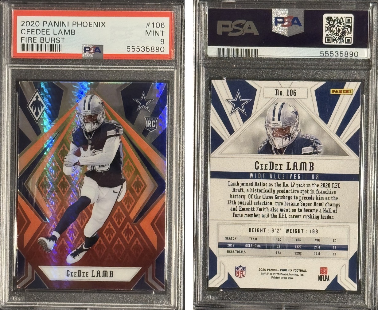 CeeDee Lamb Rookie Panini Fire Burst insert