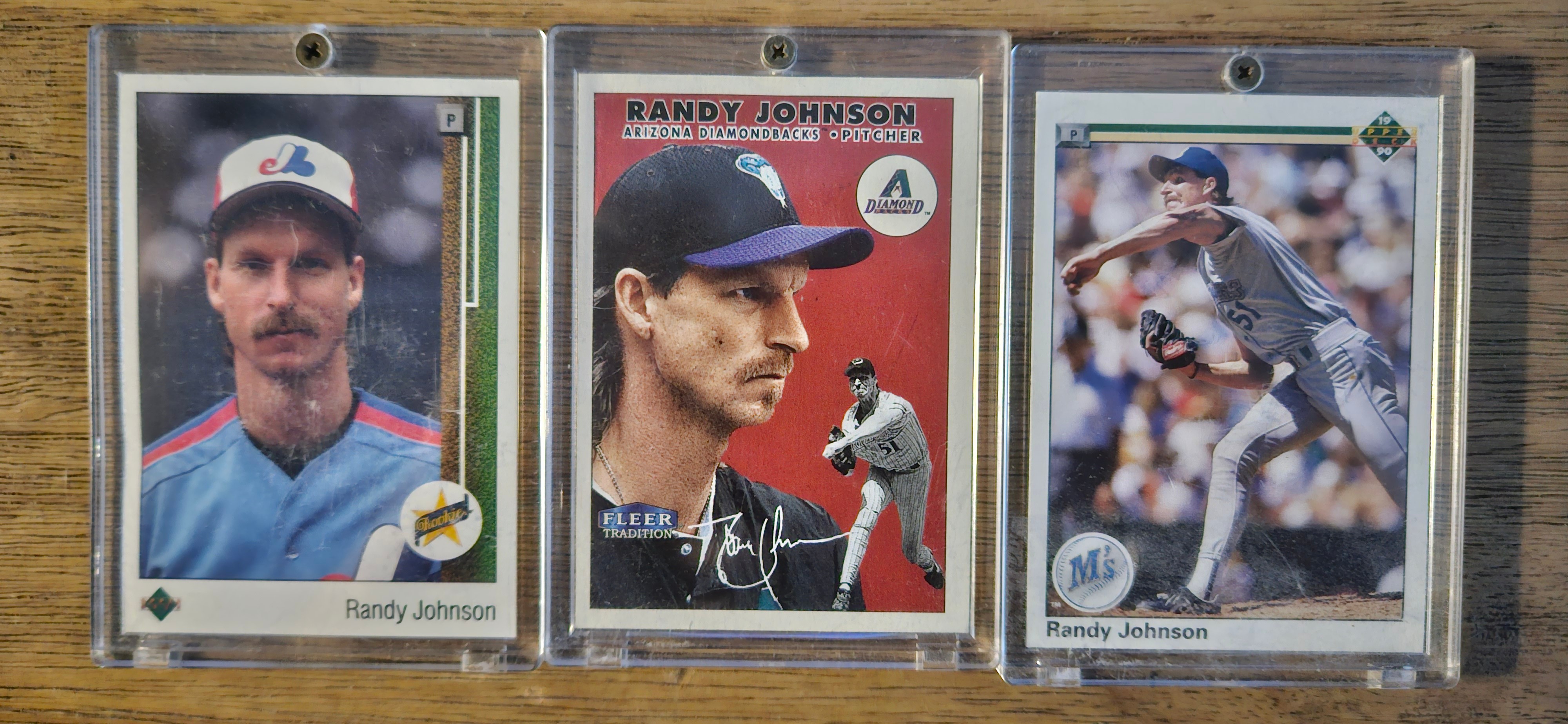 Randy Johnson Rookie  Card Upper Deck.  Fleer Tradition, 1990 Upper Deck