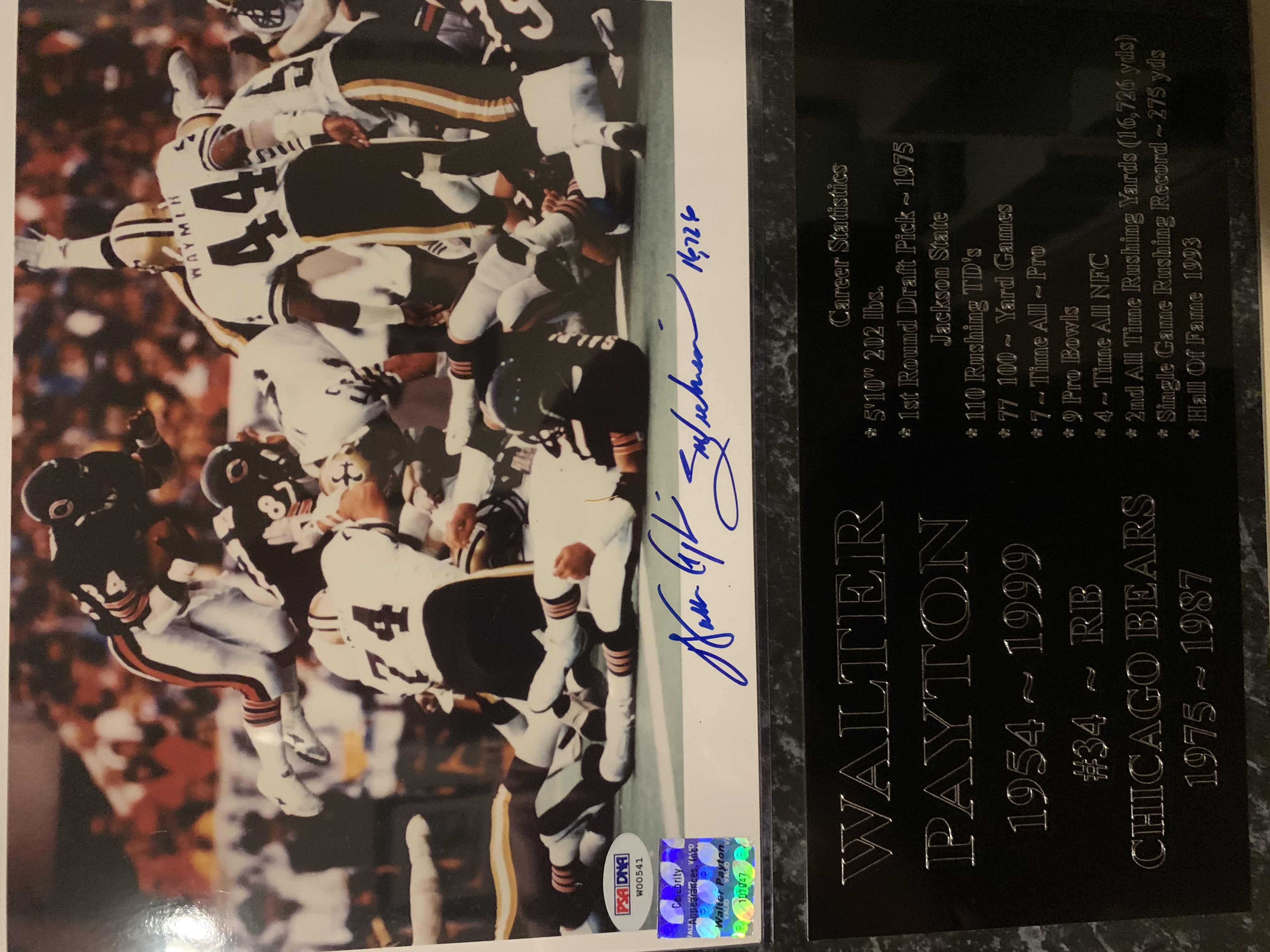 Walter Payton inscribed “Sweetness” autographed 8x10.